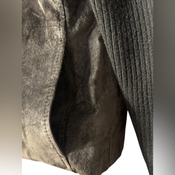 FABIO brown genuine leather with sweater sleeves jacket sz Medium vintage Y2K - Picture 10 of 17